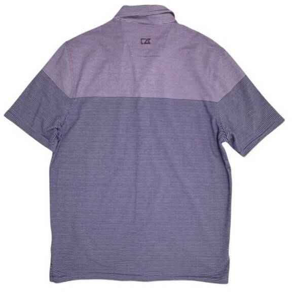 Cutter & Buck Pioneer Engineered Stripe Purple Button Front Golf Polo UPF 50+ L - Picture 3 of 14